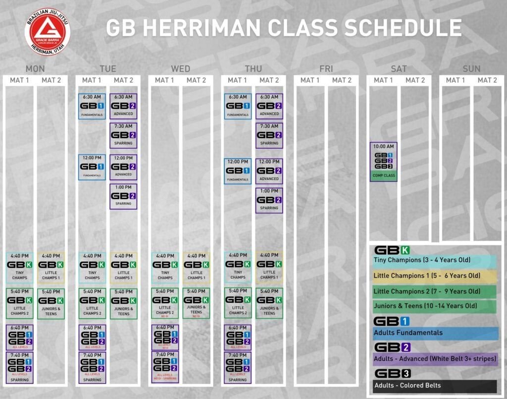 gracie barra herriman schedule